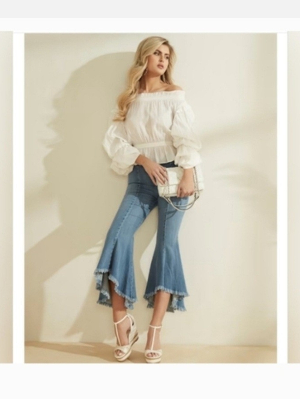 Guess Light Blue Crop Flare Jeans